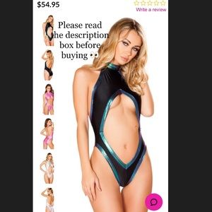 🖤BLACK/OPAL HIGH CUT OUT BODYSUIT💚 by JVALENTINE